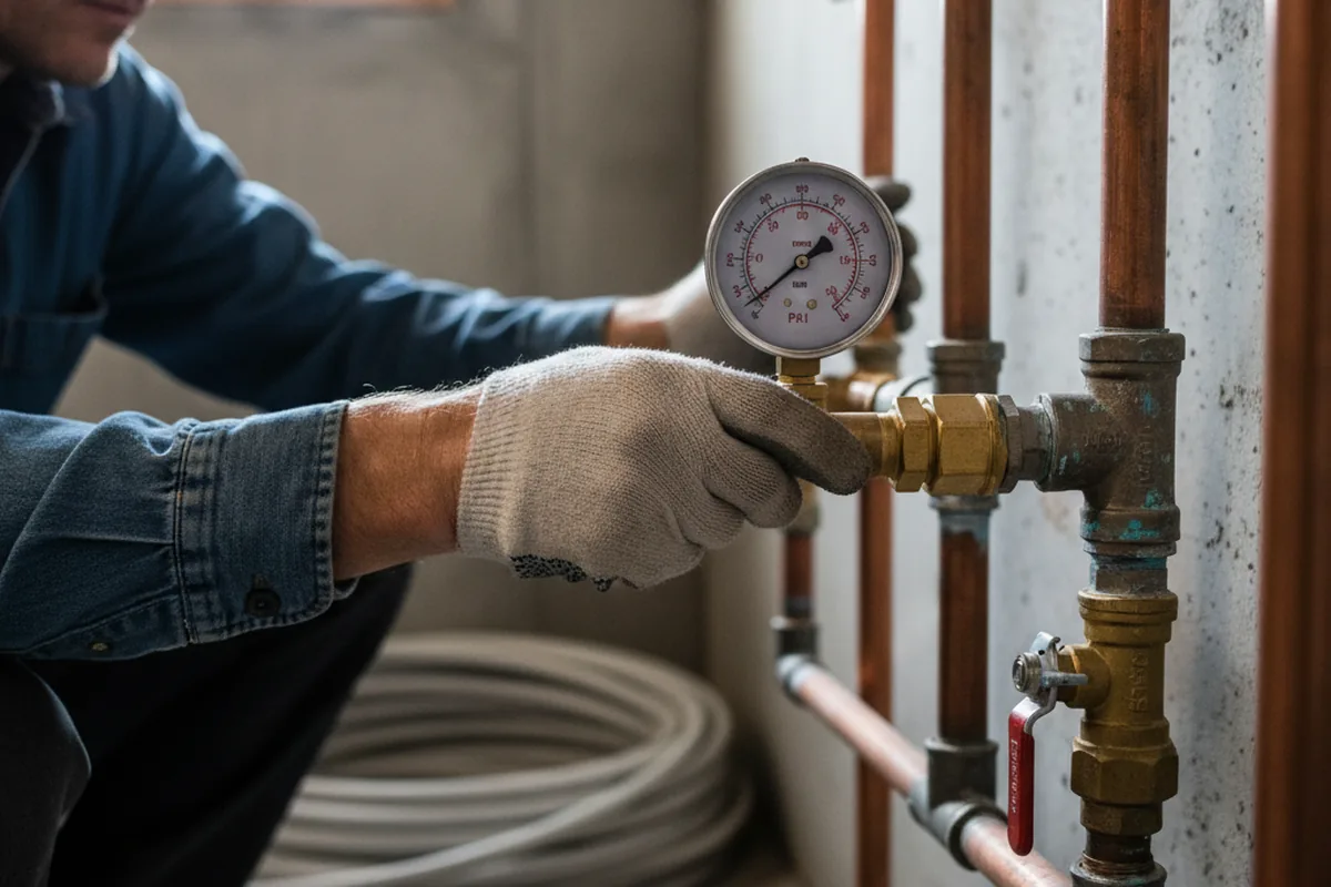 Pressure testing a repaired line during Water Line Repair in La Salle